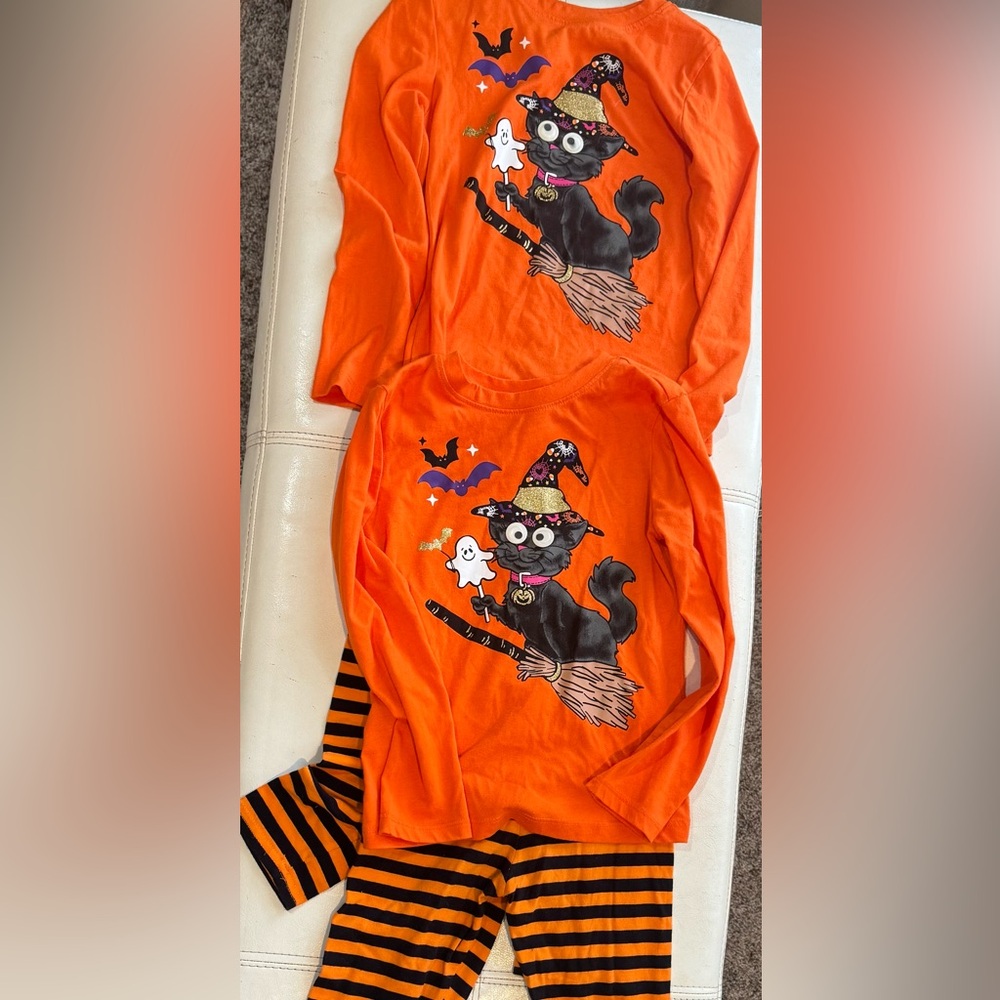 Halloween Orange Long Sleeve Tee & pants- set of 2 (twins) unisex